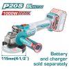 Total TAGLI27153E Γωνιακός Τροχός Μπαταρίας Li-ion 20V / 115mm Χωρίς Μπαταρία & Φορτιστή