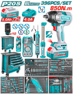 Total THPTCS83962E Εργαλειοφόρος Με Μπουλονόκλειδο 850Nm & 396 Τεμάχια Εργαλεία