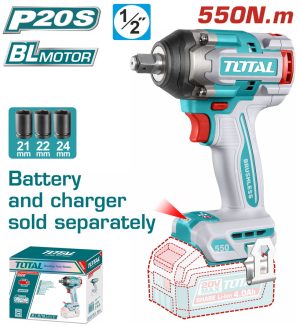 Total TIWLI20551 Μπουλονόκλειδο Μπαταρίας Li-ion 20V / 550Nm Χωρίς Μπαταρία & Φορτιστή BrushlessMotor