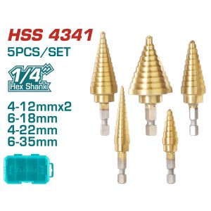 Total TACSD2051 Σετ Τρυπάνια Κωνικά HSS 1/4" 5 Τεμάχια