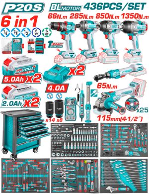 Total THPTCS84362E Εργαλειοφόρος Με 20V 6 in1 Εργαλεία & 436 Τεμάχια Εργαλεία -Εξαρτήματα