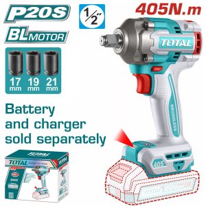 Total TIWLI20451 Μπουλονόκλειδο Μπαταρίας Li-ion 20V / 405Nm Χωρίς Μπαταρία & Φορτιστή BL Motor