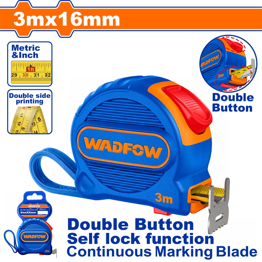 Wadfow WMT2210 Μετροταινία 3m X 16mm Μετρικό & Ίντσα