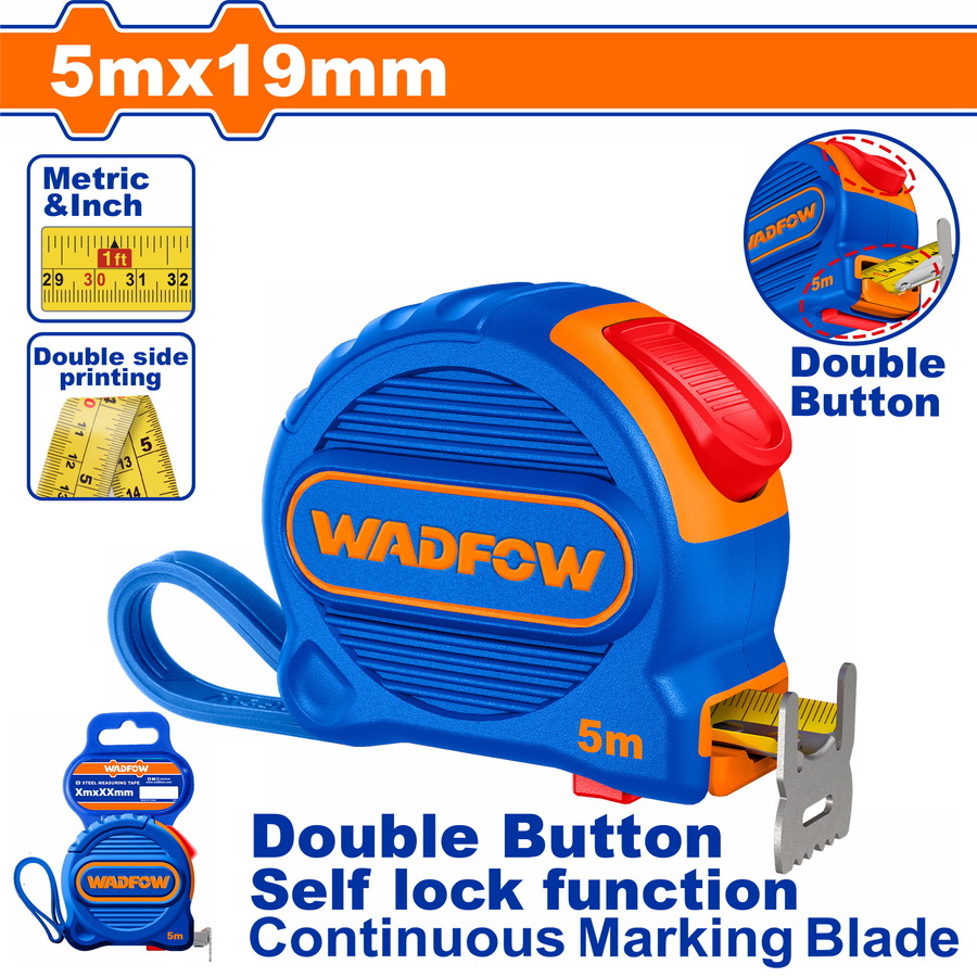 Wadfow WMT2220 Μετροταινία 5m X 19mm Μετρικό & Ίντσα
