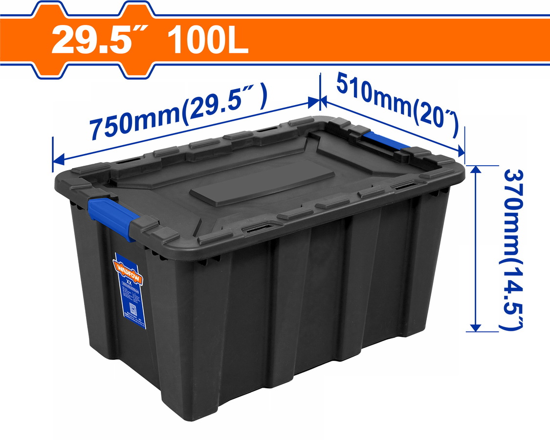 Wadfow WTB331B Πλαστικό Κουτί Αποθήκευσης Μαύρο 29.5" / 100Lit