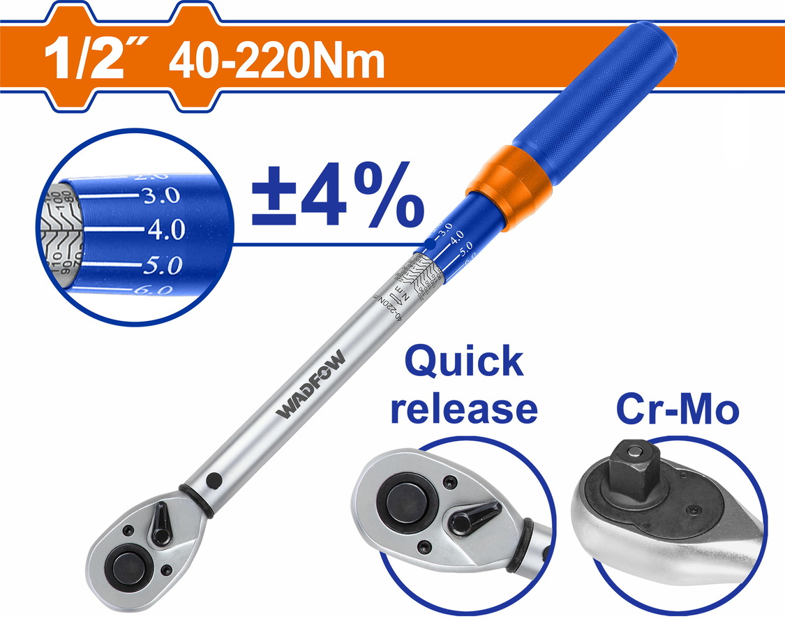 Wadfow WWQ7D21 Δυναμόκλειδο 1/2″ 505mm / 40-220Nm