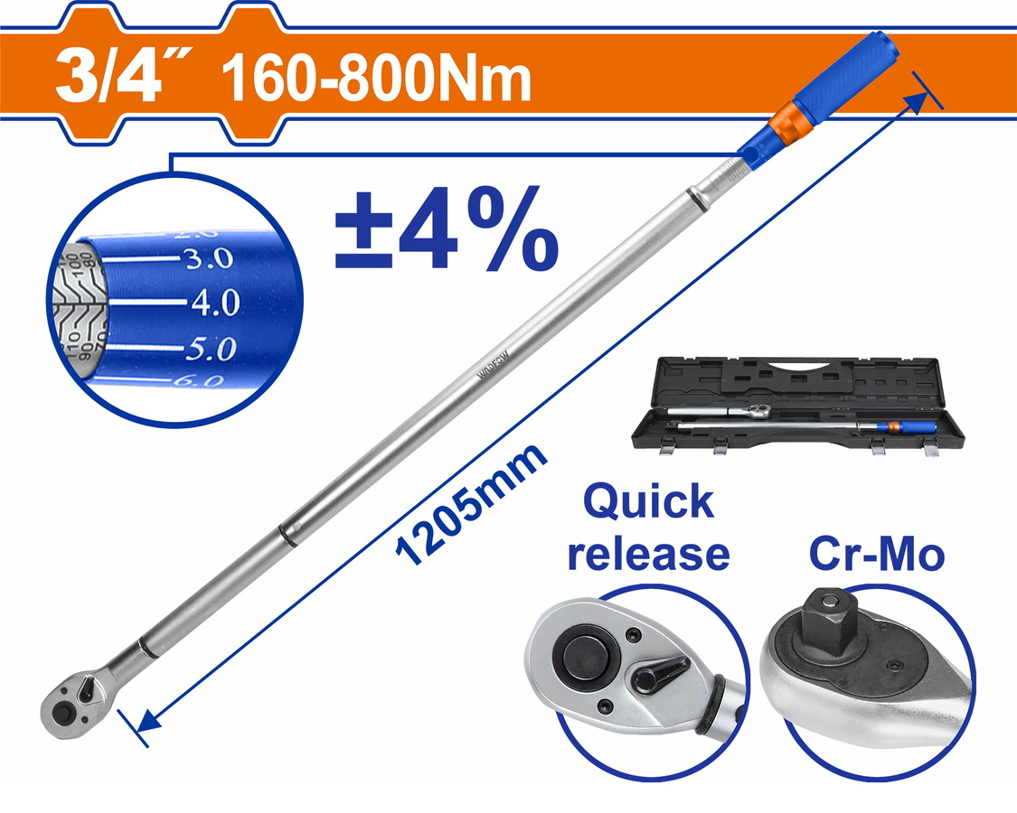 Wadfow WWQ8D32 Δυναμόκλειδο 3/4″ 1205mm / 160-800Nm