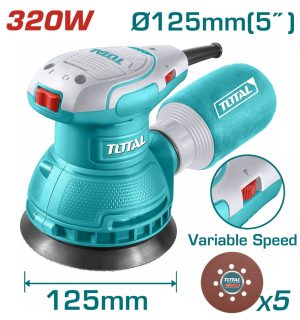 Total TF2131256 Έκκεντρο Τριβείο Χούφτας 125mm Ρεύματος 320W με Ρύθμιση Ταχύτητας και με Σύστημα Αναρρόφησης