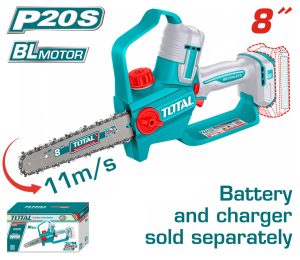 Total TGSLI2088 Αλυσοπρίονο Κλαδευτικό Μπατάριας Li-ion 20V / 8" Χωρίς Μπαταρία & Φορτιστή BL Motor