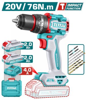 Total TIDLI207686E Κρουστικό Δραπανοκατσάβιδο Μπαταρίας Li-ion 20V / 2Ah / 76Nm / 2 Μπαταρίες BL Motor