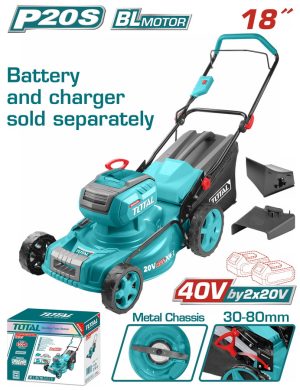 Total TLMLI20185 Μηχανή Γκαζόν Μπαταρίας Li-ion 2X20V / 46cm Χωρίς Μπαταρία & Φορτιστή