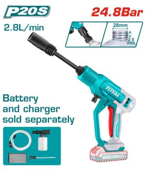 Total TPWLI2036 Πλυστικό Υψηλής Πίεσης Μπαταρίας. Li-ion 20V Χωρίς Mπαταρία & Tαχυφορτιστή