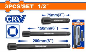 Wadfow WMS7403 Σετ Προεκτάσεις Αέρος Μαύρες 1/2" (3"/ 6" / 8") 3 Τεμάχια