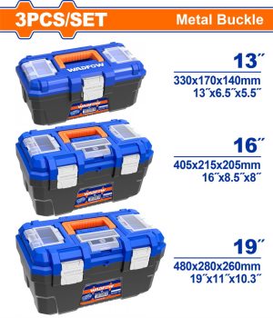 Wadfow WTB4103 Σετ 3 Τεμάχια Εργαλειοθήκες Πλαστικές 13"-16"-19" Με Μεταλλικά Κουμπώματα