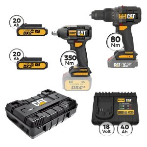 Cat Combo-48 Μπουλονόκλειδο DX72B, Δράπανο DX1120B, Πλαστική βαλίτσα