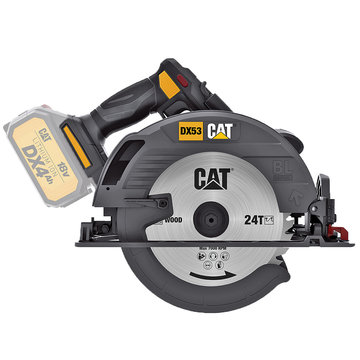 Cat DX53B Δισκοπρίονο brushless 185mm 18V Χωρίς Μπαταρία & Φορτιστή