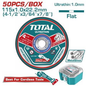 Total TAC1050115 Δίσκος Κοπής Ισιος Inox/ Μετάλλου 115 Χ 1mm 50 Τεμάχια Σε Πλαστικό Κουτάκι