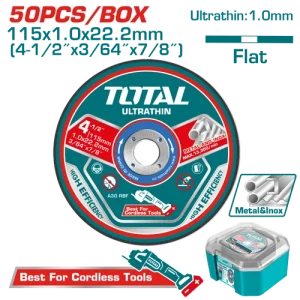 Total TAC1050115 Δίσκος Κοπής Ισιος Inox/Μετάλλου 115 Χ 1mm 50 Τεμάχια Σε Πλαστικό Κουτάκι