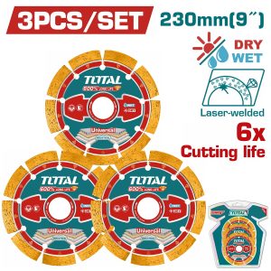Total TAC2179033 Σετ Διαμαντοδίσκοι 230 Χ 22.2mm Χ 10mm 3 Τεμάχια