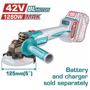 Total TAGLI4128120E Γωνιακός Τροχός Μπαταρίας Li-ion 42V / 125mm Χωρίς Μπαταρία & Φορτιστή Brushless Motor
