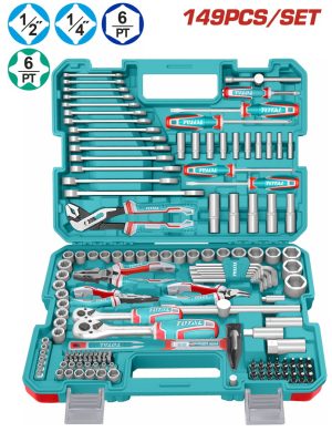 Total THKTHP61497 Κασετίνα Καρυδάκια1/4"-1/2" & Εργαλεία Χειρός 149 Τεμάχια