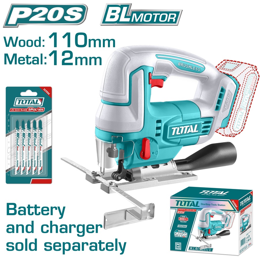 Total TJSLI1008 Σέγα Μπαταρίας Li-ion 20V Χωρίς Μπαταρία & Φορτιστή BL Motor