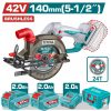 Total TSLI4214012E Σετ Δισκοπρίονο Μπαταρίας Φ-140mm Li-ion 42V / 2Ah / 2 Μπαταρίες Brushless Motor