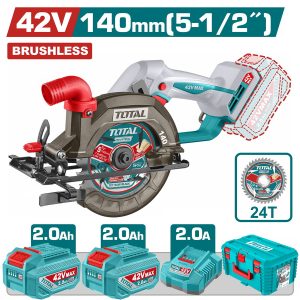Total TSLI4214012E Σετ Δισκοπρίονο Μπαταρίας Φ-140mm Li-ion 42V / 2Ah / 2 Μπαταρίες Brushless Motor