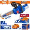 Wadfow WCLP5121E Σετ Αλυσοπρίονο Μπαταρίας Li-ion 20V / 12" / 4Ah / 2 Μπαταρίες Brushless Motor