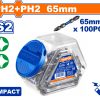 Wadfow WSV5KPH265 Σετ Μαύρες Μύτες Impact Μαγνητικές Διπλές ΡΗ2 + ΡΗ2 65mm 100 Τεμάχια