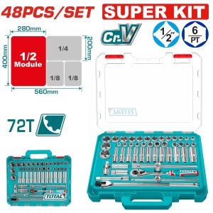 Total THT121486 Κασετίνα Καρυδάκια1/2" 48 Τεμάχια Super Kit
