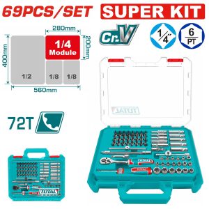 Total THT141696 Κασετίνα Καρυδάκια 1/4" 69 Τεμάχια Super Kit