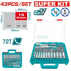 Total THT381436 Κασετίνα Καρυδάκια 3/8" 43 Τεμάχια Super Kit