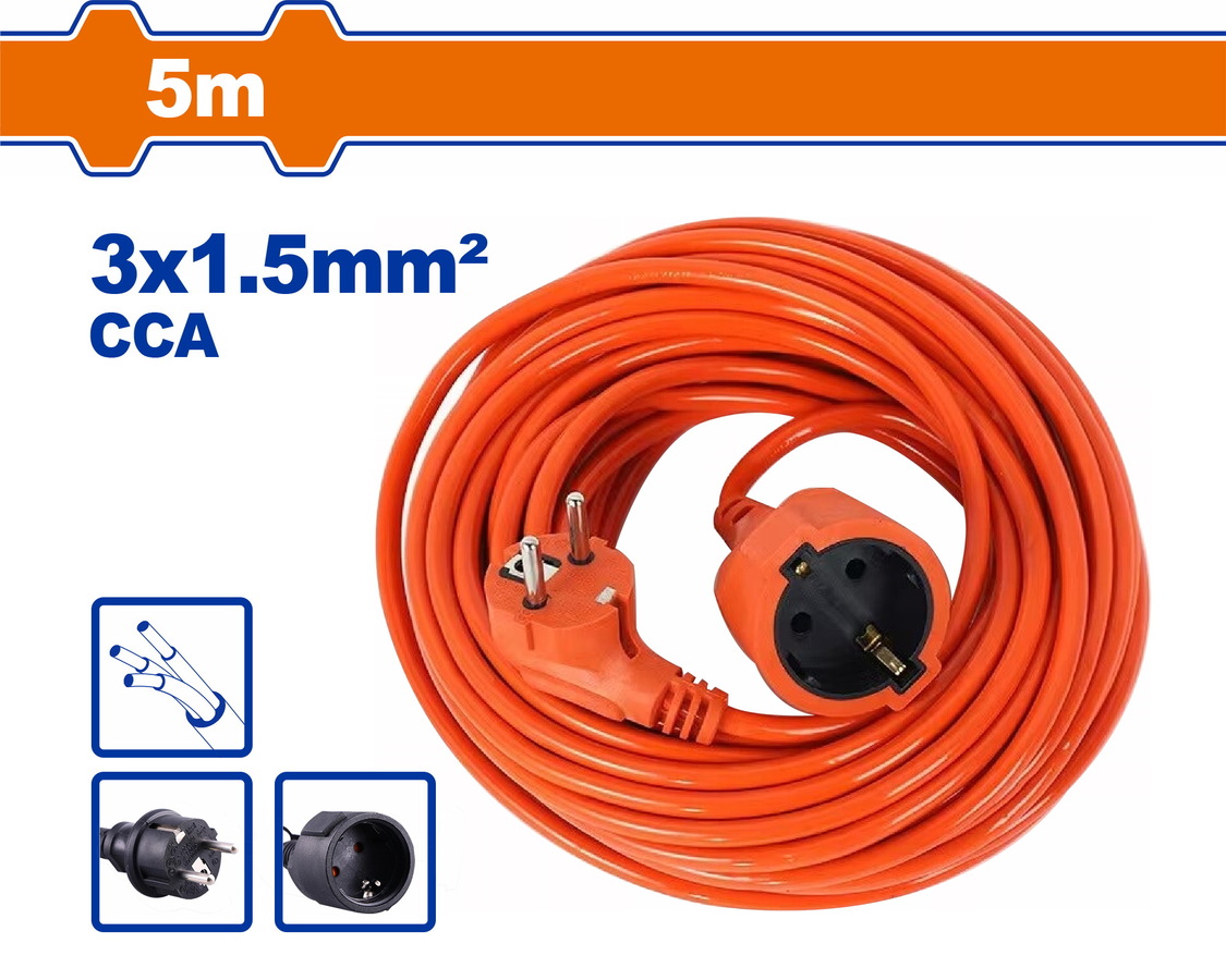 Wadfow WEJAG02 Μπαλαντέζα - Καλώδιο Επέκτασης 3Χ1.5mm 5m
