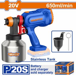 Wadfow WSU30661 Πιστόλι Βαφής Με Inox Δοχείο Μπαταρίας Li-ion 20V Χωρίς Μπαταρία & Φορτιστή