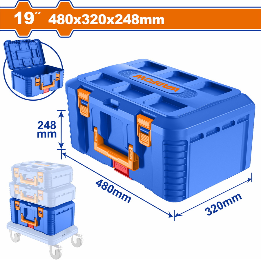 Wadfow WTB6603 Πλαστική Εργαλειοθήκη 19" Βαθιά Stackable