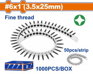 Wadfow WXS2512C Βίδες Γυψοσανίδας Ταινίας 3.5 Χ 25mm 1000 Τεμάχια