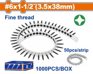 Wadfow WXS2514C Βίδες Γυψοσανίδας Ταινίας 3.5 Χ 38mm 1000 Τεμάχια